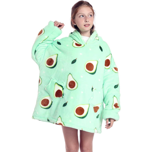 Wehilion 6-12YR Oversized Sweatshirt Hooded Blanket Sherpa Hoodie for Girls Boy Wearable Blanket Hoodie for Kids