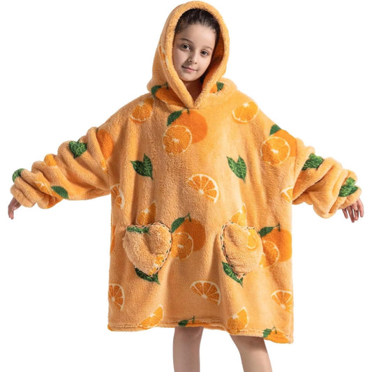 Wehilion 6-12YR Oversized Sweatshirt Hooded Blanket Sherpa Hoodie for Girls Boy Wearable Blanket Hoodie for Kids