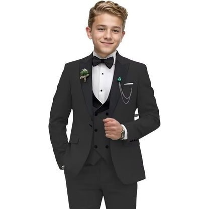 Wehilion Boys Suit Formal Tuxedo Suits for Boys Wedding Ring Bear Outfit 3 Pieces Kids Tuxedo Blazer Vest Pants