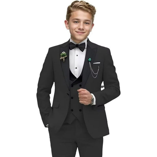 Wehilion Boys Suit Formal Tuxedo Suits for Boys Wedding Ring Bear Outfit 3 Pieces Kids Tuxedo Blazer Vest Pants