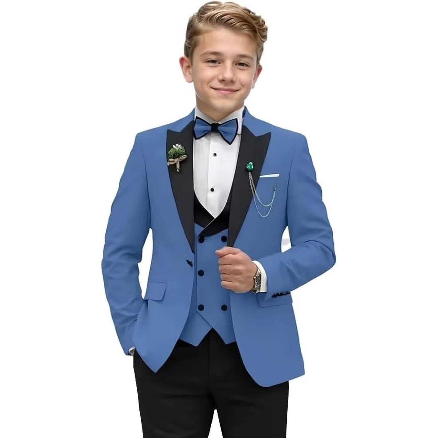 Wehilion Boys Suit Formal Tuxedo Suits for Boys Wedding Ring Bear Outfit 3 Pieces Kids Tuxedo Blazer Vest Pants