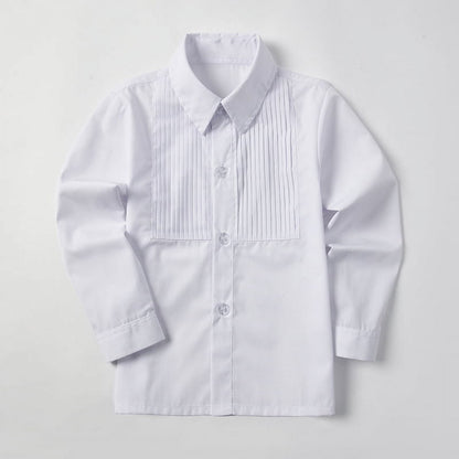 Wehilion School Uniform Boys Button Down Long Sleeve Solid Dress Shirt White 5