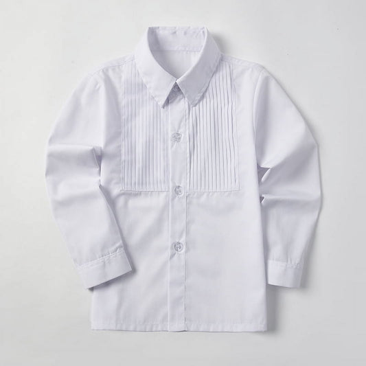 Wehilion School Uniform Boys Button Down Long Sleeve Solid Dress Shirt White 5