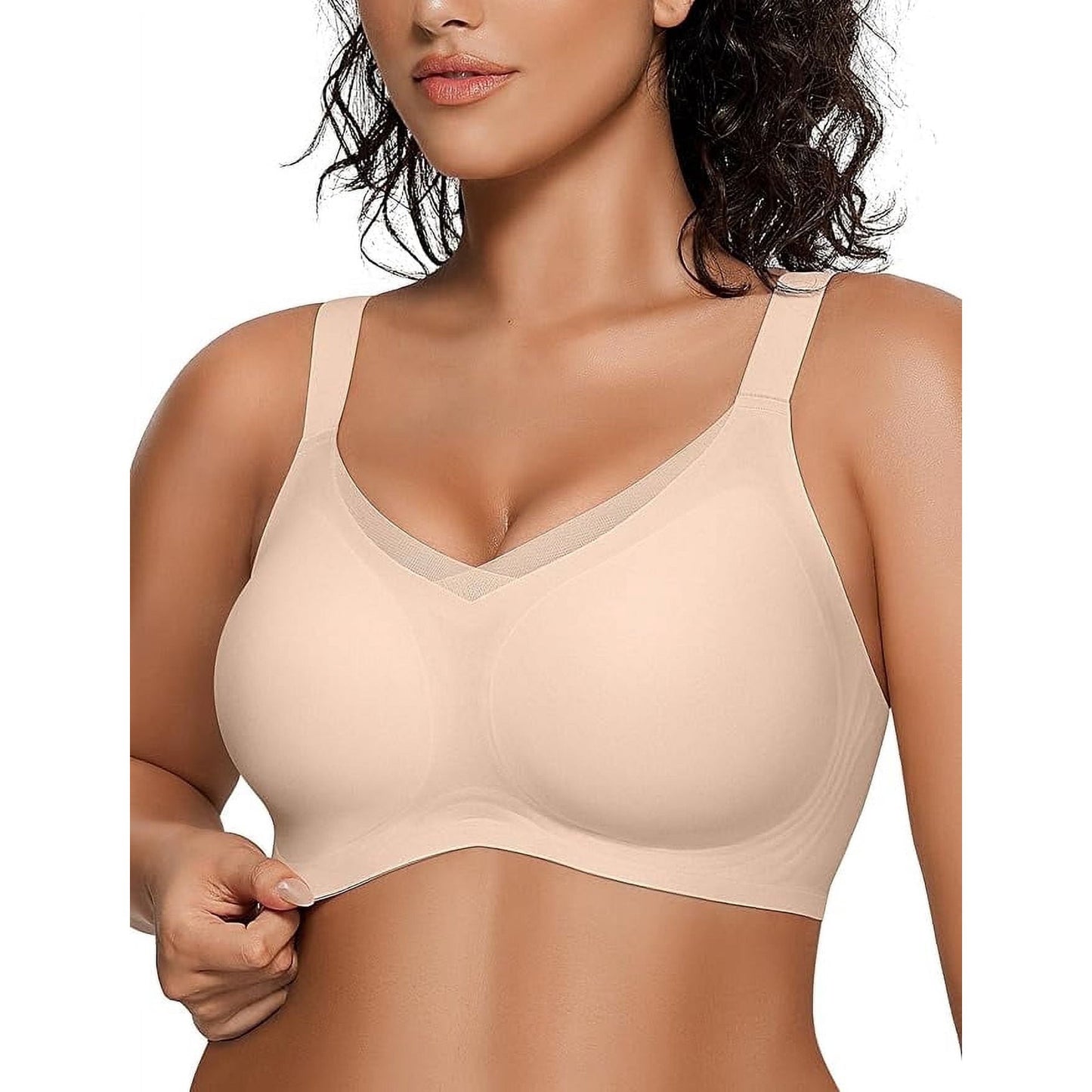 Womens Wireless Bras V Mesh Comfortable Bralette Supportive Tshirt Bra No Underwire Seamless Push Up Everyday Bras