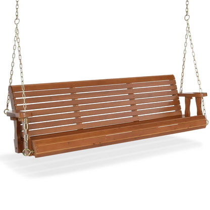 Zimtown Patio Wooden Porch Swing Swing Chair Bench Heavy Duty 880lbs with Hanging Chains for Outdoors,5 FT, Brown