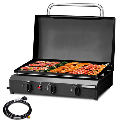 Zintown Propane Griddle Table Top Grill Camping Griddle Portable with 3 Burner