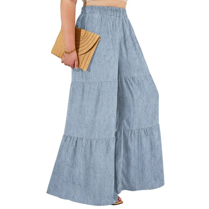 a.Jesdani Women Plus Size Wide Leg Pants Elastic waist Casual Trousers Flowy Pants m 4x