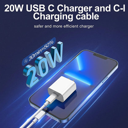 iPhone Charger, 2 Pack 20W PD White Fast Charger Block with 6ft Fast Charging Cables Compatible with iPhone 14/13/12/11