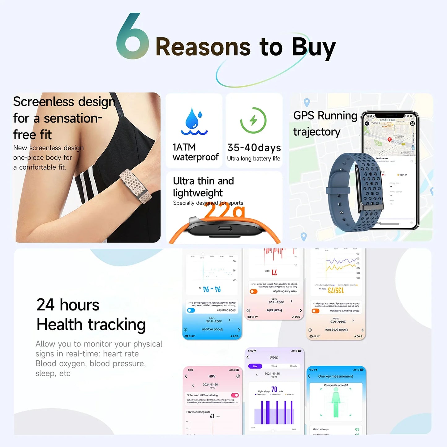 Smart Health Wristband, Wearable Activity Fitness Tracker, 120+ Sports Modes, All Day Continuous Monitoring, Heart Rate Tracking, Improve Sleep, Stress, Wellness, 2 Pack Bands, with Free APP