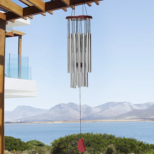 BSHAPPLUS 32 Wind Chimes,27 Tubes Metal Wind Chimes Silver Tube Wind Chime Chapel Church Bells Outdoor Garden Yard Indoor Pathway Hanging Home Decoration