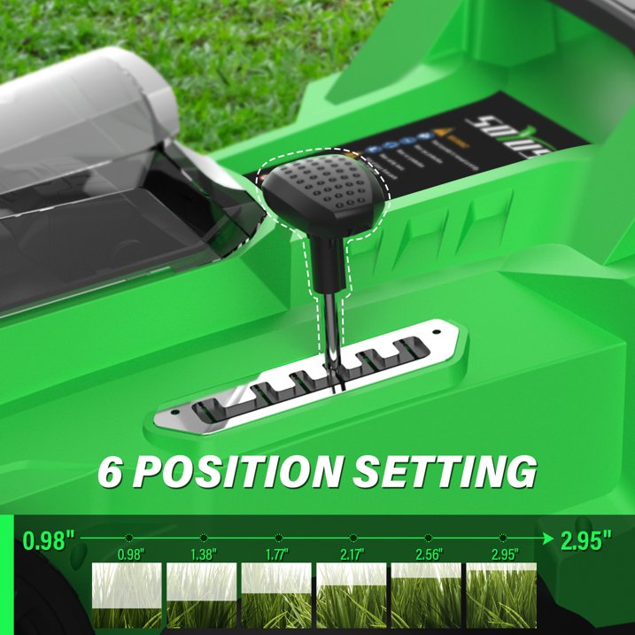 SOYUS Electric Lawn Mower Cordless, 17 Inch 40V Battery Powered Lawn Mower with Brushless Motor, 6 Position Height, includes 2x4.0Ah Batteries and Dual Port Charger