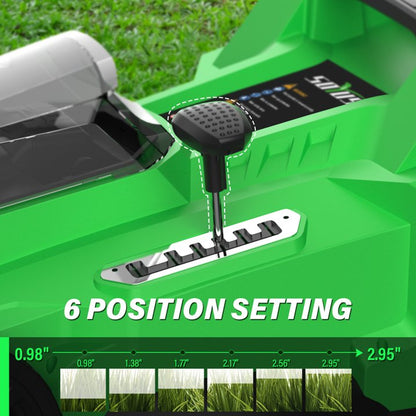 SOYUS Electric Lawn Mower Cordless, 17 Inch 40V Battery Powered Lawn Mower with Brushless Motor, 6 Position Height, includes 2x4.0Ah Batteries and Dual Port Charger
