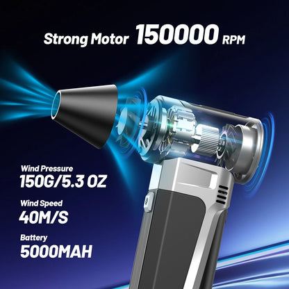 TOGUARD 150000 RPM Compressed Air Duster Mini Blower for Keyboard,PC,Home Cleaning Outdoor,Car Cleaning
