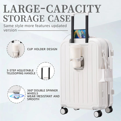 VLDTDRDI 3PCS Luggage Set with Cup Holder,Hardside Carry on Suitcase Sets with 360¡ã Spinner Wheel and USB Port, Portable Lightweight ABS Luggages for Travel, Business(20/24/28)