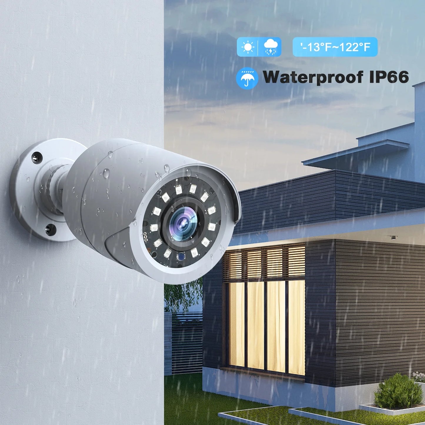 Toguard SC35 8CH Wired Security Camera System Outdoor with 3TB Hard Drive 8pcs 1080P Bullet Surveillance Cameras HDMI Connector