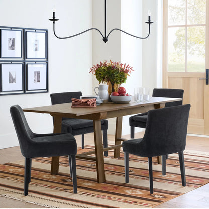 COLAMY Mid-Back Dining Chairs Set of 2 ,Upholstered Corduroy Accent Side Leisure Chairs - Black