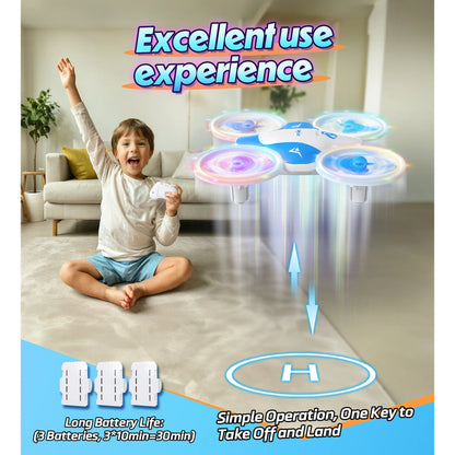 Loheer Mini Drone for Kids, LED RC Drone with 360 Flips, Small RC Quadcopter Flying Toy for Kids, Blue
