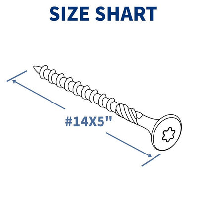 Goobetter Black Phillips Flat Head 5 Inch Wood Screws with Washers #14*5 (25PCS) - Carbon Steel, Heavy Duty, Rust Resistant - for Outdoor Furniture & Deck Building