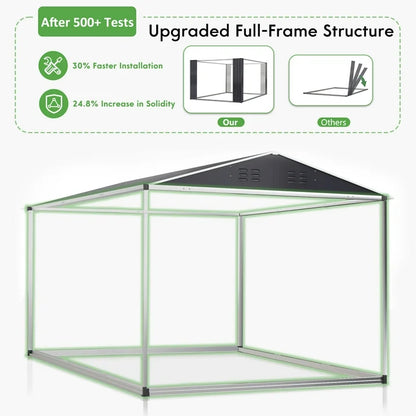NETAJE 10'x10' Outdoor Metal Shed with Updated Frame, Lockable Doors & Sliding Roof for Backyard, Garden, Gray