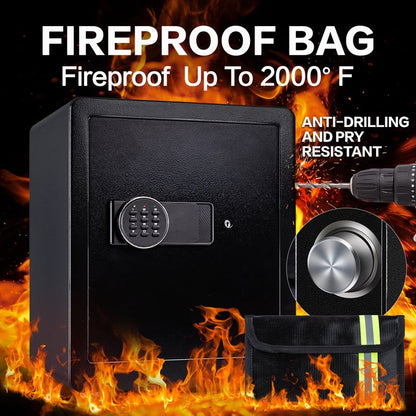 LOCKSWORTH 2.0 Cubic Feet Safe Box, Steel Security Safe and Lock Box with Fireproof Money Bag Dual Alarm System, LED Light for Home Office 12.2"Dx14.96"Wx17.72"H