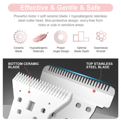Body Trimmer for Woman Bikini Face, MichPong Dual-Head Electric Razor USB Rechargeable Wet Dry Use