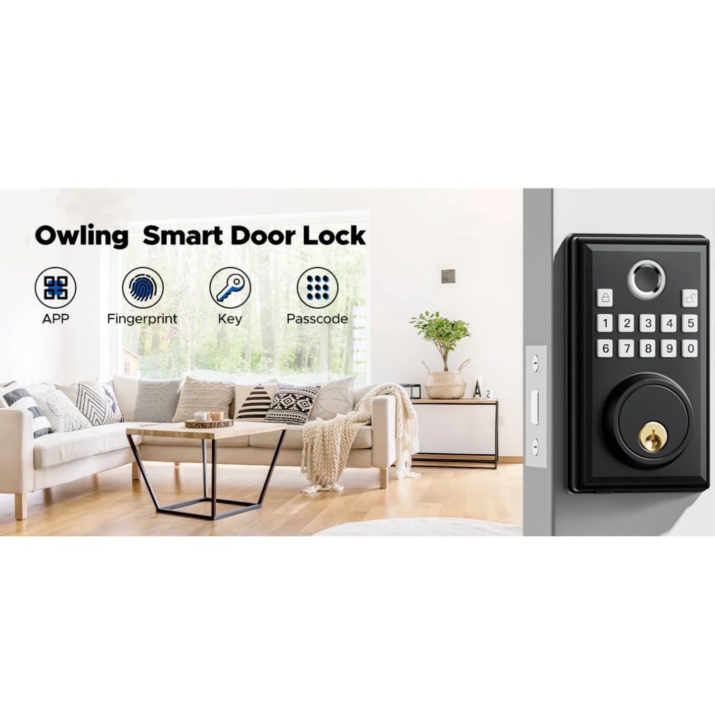Camcamp Fingerprint Door Lock, Keyless Entry Door Lock with APP Control Deadbolt Lock with 300 User for Front Door