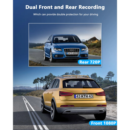 TOGUARD Dash Cam Front and Rear 1080P Full HD Car Camera,2.45 inch Dash Camera with 64GB SD Card, Super Night Vision, Parking Mode, G-Sensor, Loop Recording, WDR