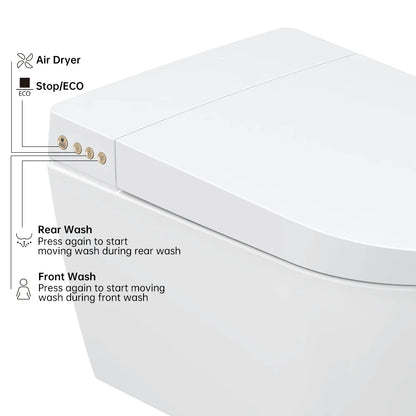 Wall Hung Smart Toilet with Bidet Built in, Heated Seat, Elongated Smart Bidet Toilet Wall Mounted