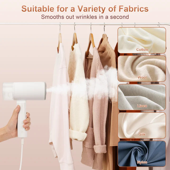 Steamer for Clothes, Portable Handheld Garment Steamer, 1200W Mini Foldable Fabric Steam Iron, 13s Fast Heat-up with 200ml Tank, for Travel and Home, White