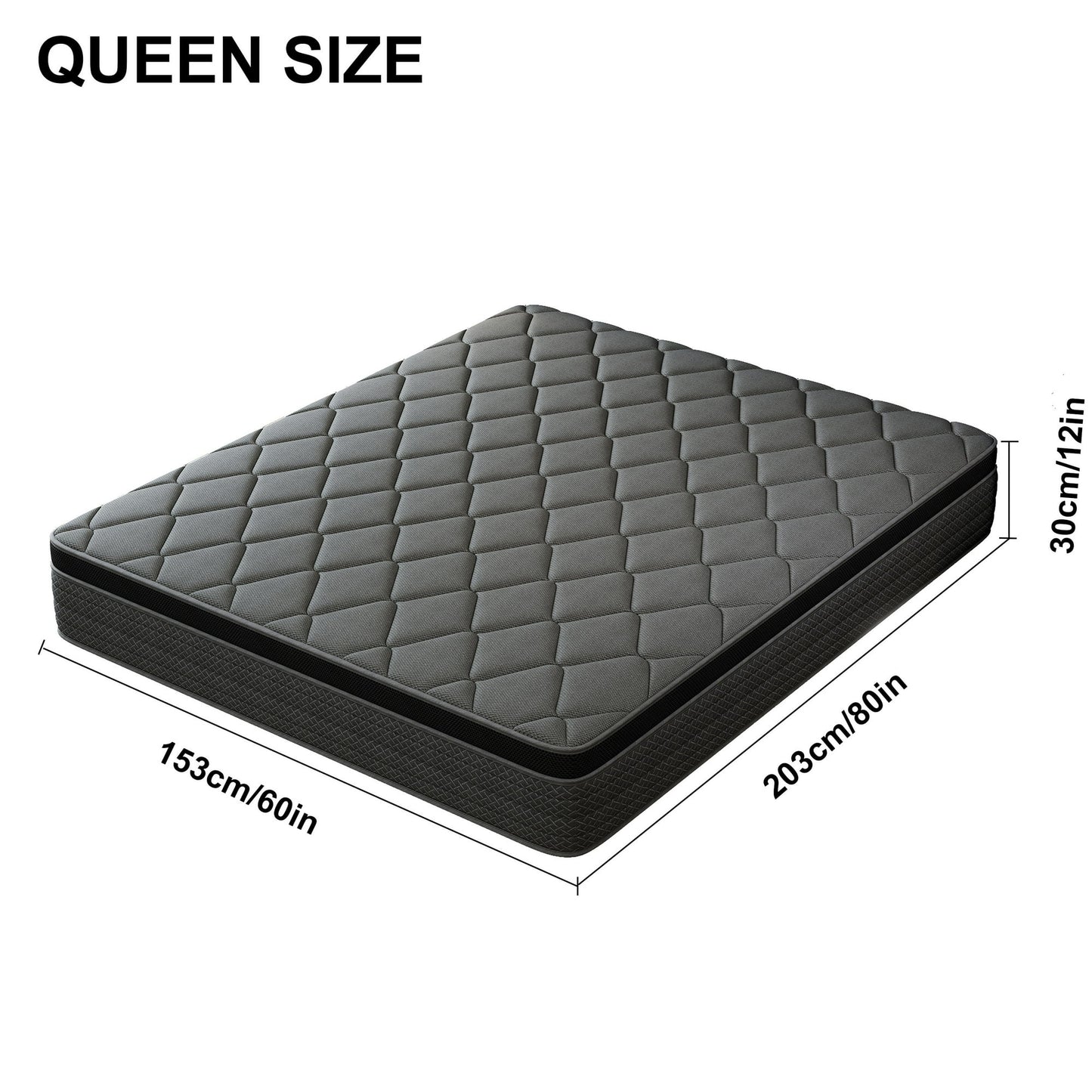 Mocangtu 12" Queen Hybrid Mattress in a Box, Gel Memory Foam with Individually Wrapped Pocket Coils, Medium Firm, Pressure Relief, Cooling Sleep Support