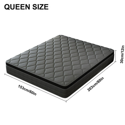 Mocangtu 12" Queen Hybrid Mattress in a Box, Gel Memory Foam with Individually Wrapped Pocket Coils, Medium Firm, Pressure Relief, Cooling Sleep Support