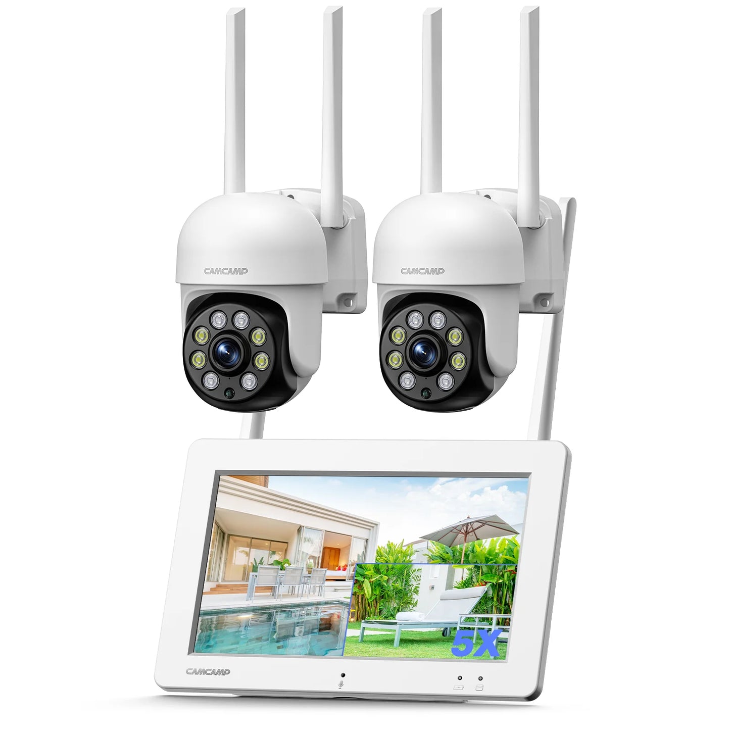 Toguard SC26 2K/3MP Wired Security Camera System Outdoor with 7" Monitor PTZ Dome Surveillance Camera WiFi Wireless Connector