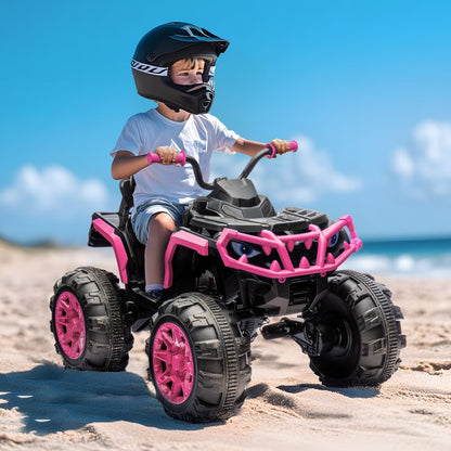 Hikiddo 24V Kids ATV 4-Wheeler, 24 Volt 4WD Ride on Toy for Big Kid w/ 4x200W Motor, 5.6Mph Max Speed - Pink