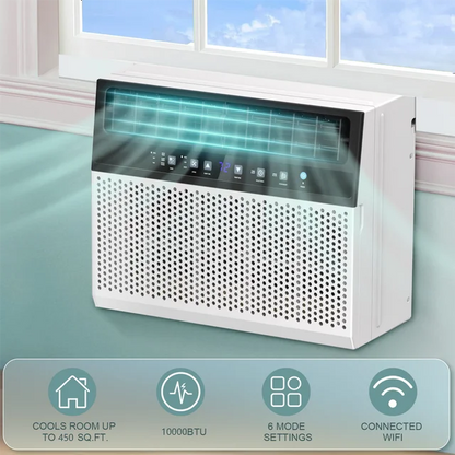 Havato 6000 BTU (10000BTU ASHERE ) Cools 450 Sq.ft w/ Wi-Fi & Remote Window Air Conditioner, White