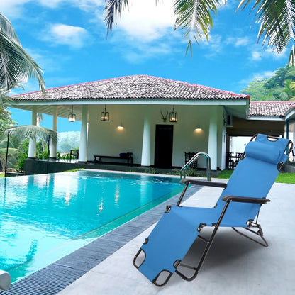 Zimtown Folding Chaise Lounge Chair Patio Outdoor Pool Beach Lawn Recliner Reclining Seat, Sun Chair for Outdoor, Blue