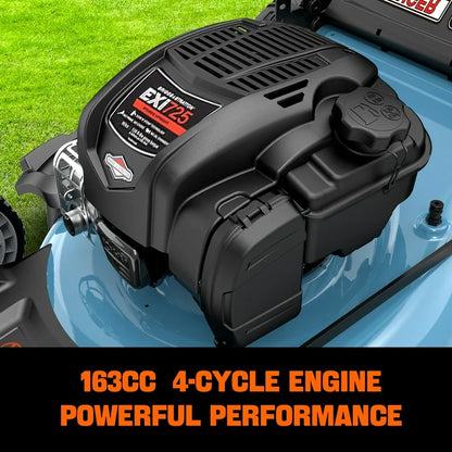 SENIX 22  Self Propelled Gas Lawn Mower Variable Speed, 163 cc 4 Cycle Made in USA Briggs & Stratton Engine Push Mower, 3 In 1, 6 Position 1 Step Height Adjustment, 11 In Rear Wheels, LSSG H2