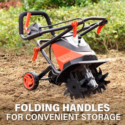 MAXLANDER Cordless Tiller Cultivator, 40V 12-Inch Brushless Battery Powered Garden Tiller, Orange