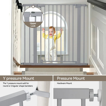 Baby Safety Gate, 36 Tall, 29.5-40.6 for Stairs and Doorway,Pressure Mount Baby Gate for Ages 6 to 36 Months, Gray
