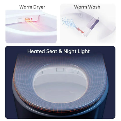 Smart Toilet, Auto Open/Close Lid,One Piece Bidet,Powerful Auto Flush,Heated Seat,Warm Wash  Dryer