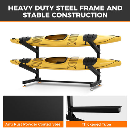 Efurden Freestanding Kayak Storage Rack, Heavy Duty Outdoor/Indoor Kayak Storage Rack with Adjustable Foot Pad, Supports up to 200 Lbs (2 Levels)