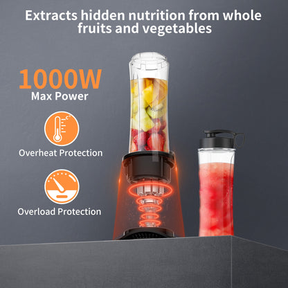 1000W Smoothie Blender for Shakes and Smoothies, 3 IN1 Kitchen Personal Blenders and Grinder Combo for Protein Drinks, BPA-Free, 2 Speeds & Pulse