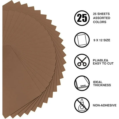 9 x 12 Inch Brown Foam Sheets Crafts, 2mm Thick. 25 Pack Premium Brown Foam Papers Set, for Crafting,DIY Project,Classroom, Scrapbooking, 3D Card Making