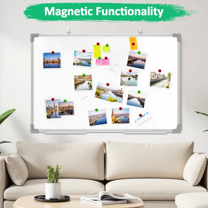 TNTANTS Magnetic White Board 36''×24'', Dry Erase Board for Home, School, Office, Silver Aluminium Frame Wall Mounted Whiteboard