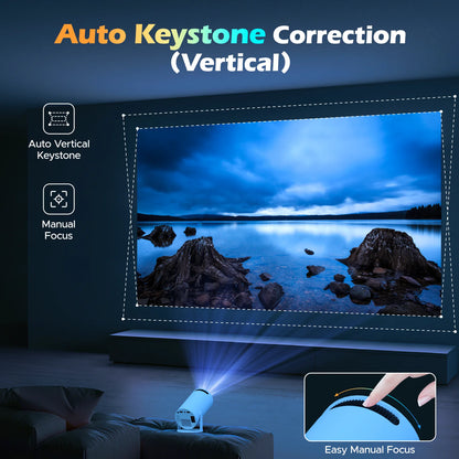CAMPARK Mini Portable Projector, 4K/260 ANSI Smart Projector with WiFi 6 BT 5.0, Auto Keystone, Screen Adjustment, 270 Degree Rotation, Home Video Projector Built-in Android 11.0 OS, White