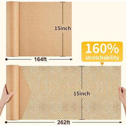 Honeycomb Packing Paper, 15x 164 Bubble Packing Wrap for Packing Shipping Moving Bubble Packing Paper Wrapping Roll Recyclable Moving Supplies With 20 Fragile Sticker Labels