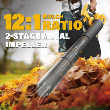 ZEGJAW Cordless Leaf Blower & Vacuum, 3-in-1 Leaf Vacuum Mulcher with Bag, 40V 330CFM Battery Leaf Blower with 2x4.0Ah Battery & Charger for Lawn Care, 5-Speeds Variable Control