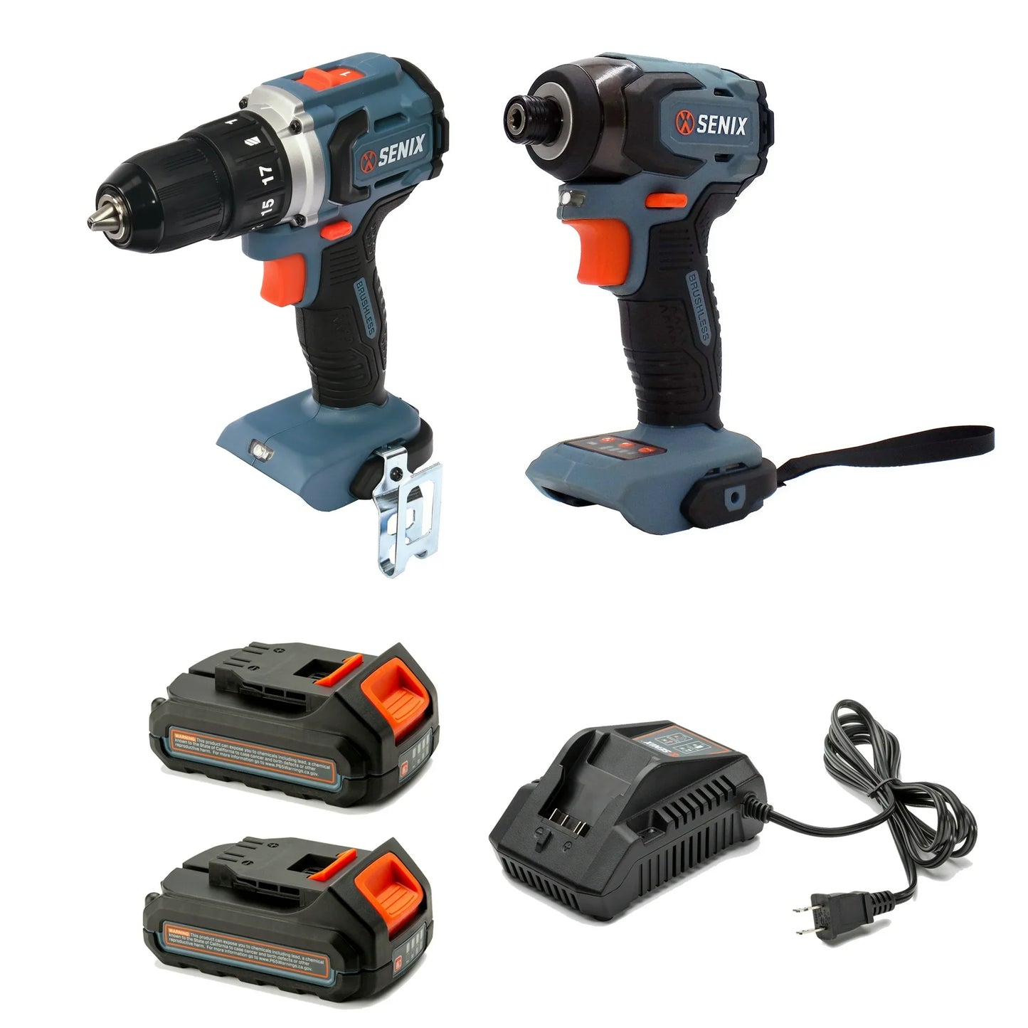 SENIX Tough Lightweight 20V Power Set with Keyless Hex Impact Driver - S2K2B2-01