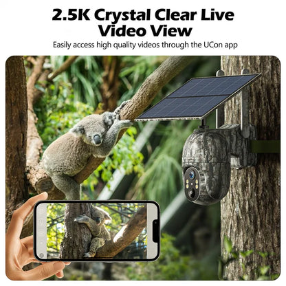 CAMPARK 4G LTE Cellular Trail Camera Wireless, Solar Powered Game Camera with 360Pan 90Tilt, 2.5K HD Night Vision, Motion Activated, Waterproof IP66, Hunting Security Camera with SIM Card, NO WiFi
