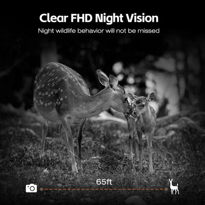CAMPARK Solar Powered Trail Camera 48MP 4K Hunting Game Camera with Night Vision Motion Activated Waterproof IP66 Loop Recording 0.1s Trigger Time Deer Trail Cam Built-in 2000mAh Battery