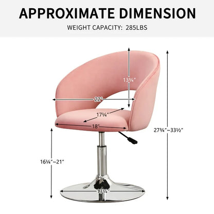 Modern Velvet Vanity Chair Height Adjustable Accent Chair Vanity Stool for Bedroom, Pink